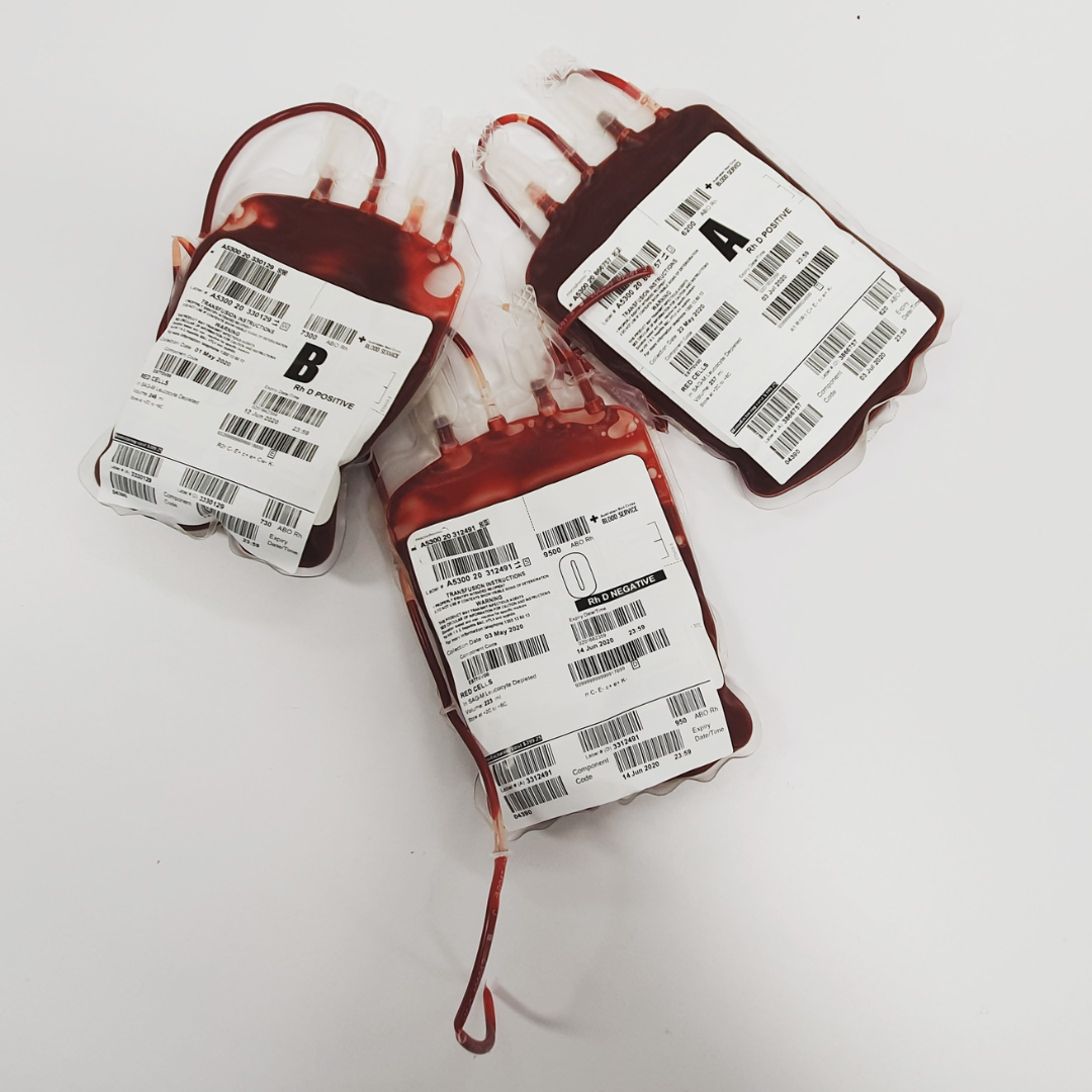 Imagem com três bolsas de sangue